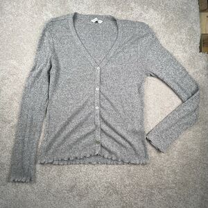 Tresics Women's Cropped Top V-Neck T Shirt Gray Size Medium